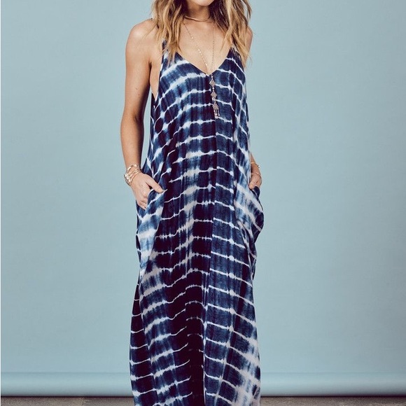 Lovestitch Blue Tie Dye Maxi Dress w/ Pockets M/L EUC - Picture 5 of 5